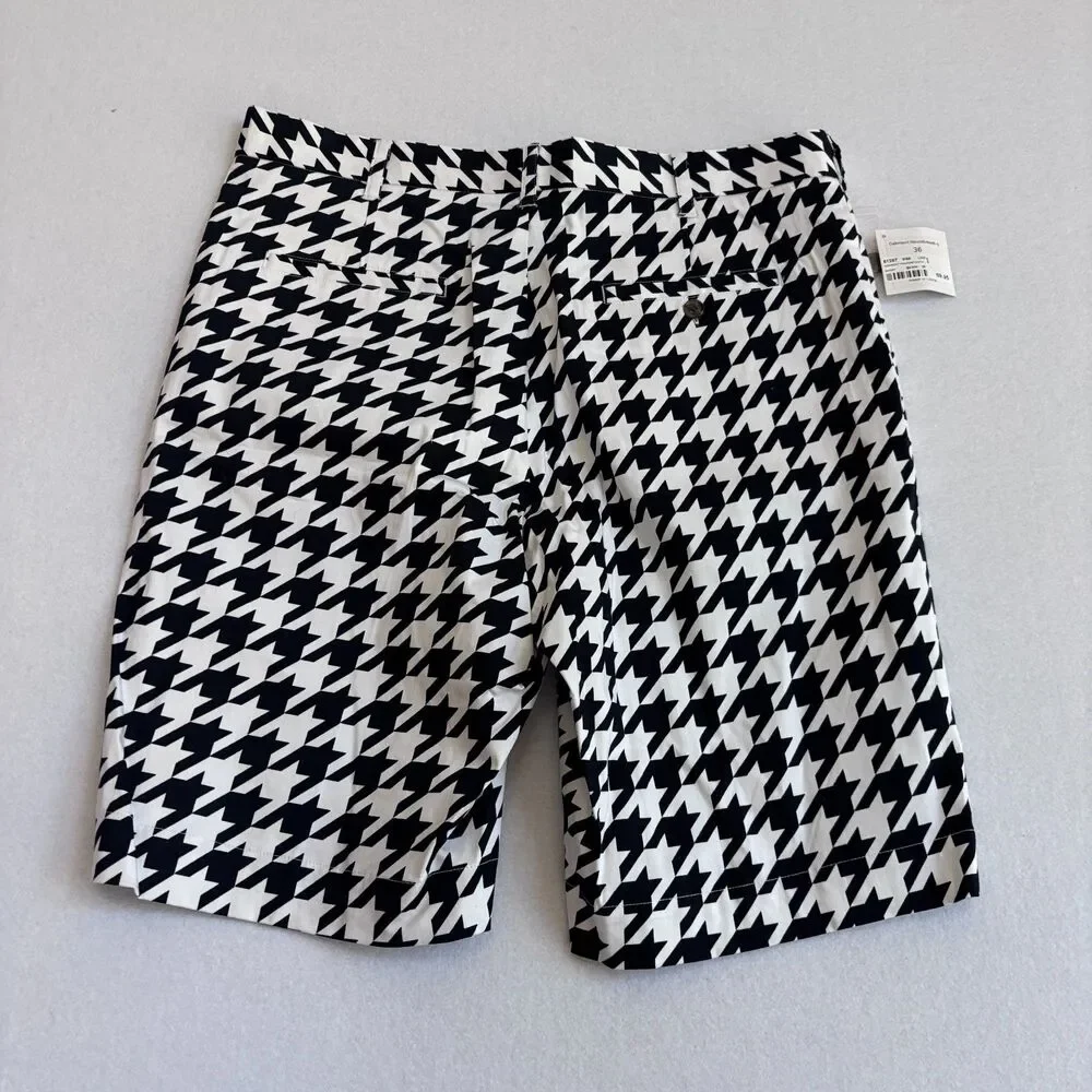 Loudmouth Golf Shorts Men 36 Houndstooth Black White Flat Front Chino 11